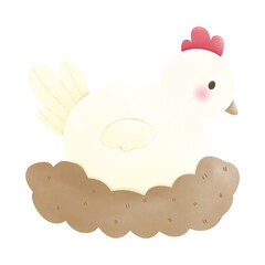  hen sitting and incubating eggs