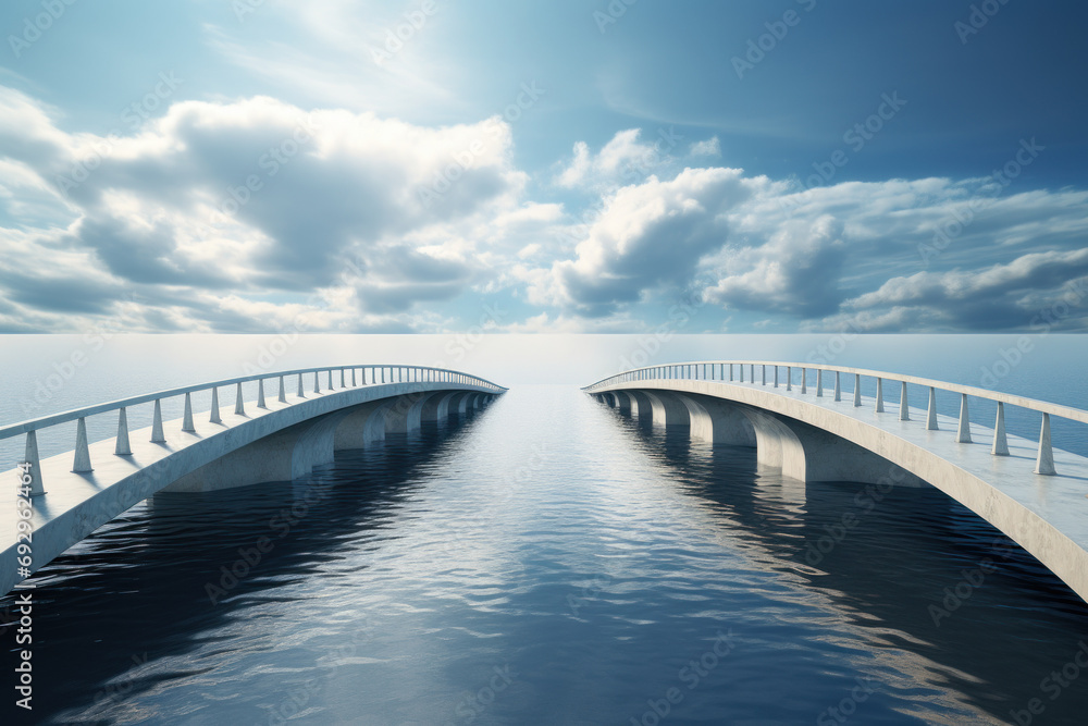 Aufkleber a bridge connecting two distant shores, illustrating the bridging of gaps and the unifying power of 