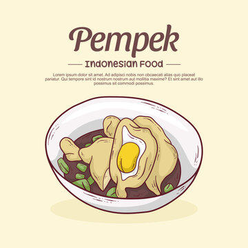 Hand drawn pempek palembang illustration