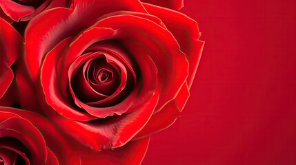 Naklejka premium A red rose on a red background - A striking image for romantic occasions, such as Valentine's Day, anniversaries, or love-themed designs. Perfect for greeting cards, social media posts, and more.