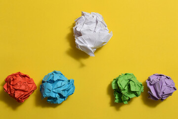 Great idea concept with crumpled colorful paper