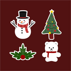 "Christmas stickers" are festive graphic elements perfect for holiday-themed designs. They can be used for decorating digital greetings, social media posts, or print materials to spread holiday cheer.