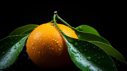 Mandarin orange macro on a dark backdrop