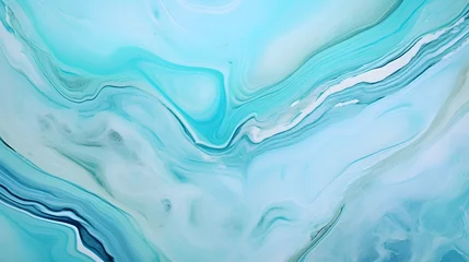 Fototapeten Tiffany blue. Natural Luxury. Style incorporates the swirls of marble or the ripples of agate for a luxe effect. Trendy. Beautiful painting. Ancient oriental drawing technique. Pastel . generative AI. © mhebub