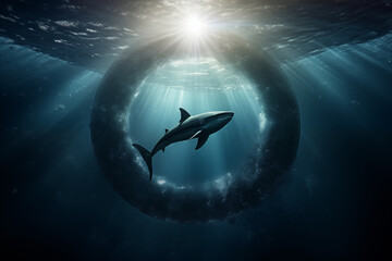 Celestial Shark Eclipse - a surreal composition