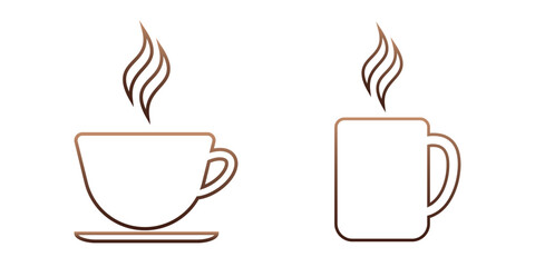 cup and mug of hot coffee or tea drink flat vector icon for food apps and websites