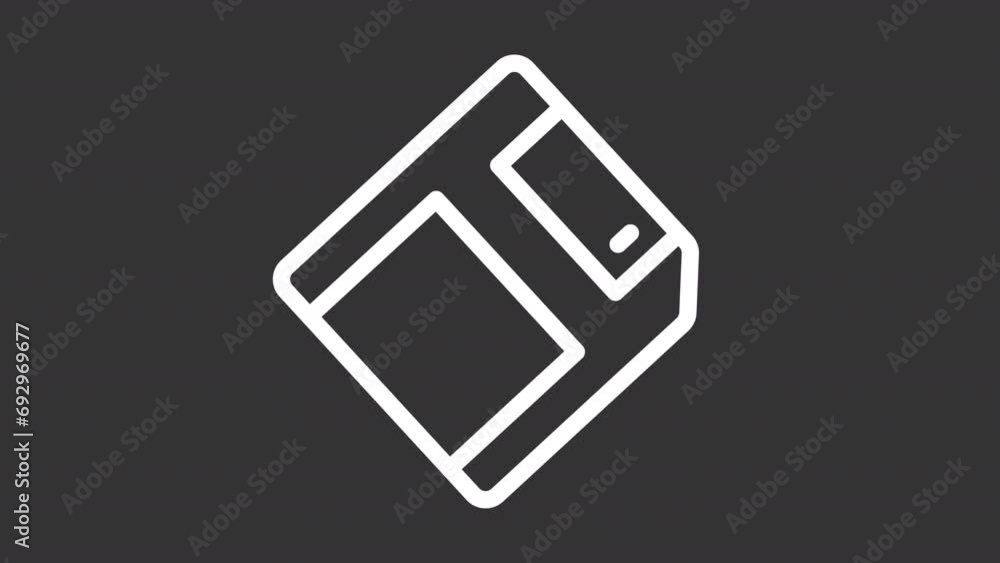 Poster set of 2d white icon simple animations representing save, hd video with transparent background, seam
