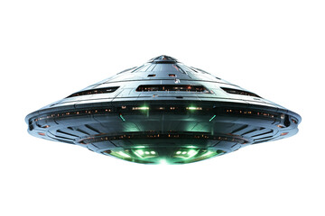 Alien Spaceship Isolated on Transparent Background. Ai