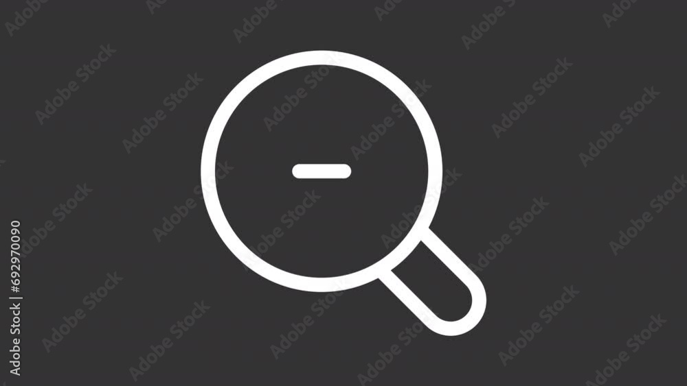 Poster collection of white thin line icon animations representing zoom, hd video with transparent backgroun