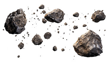 Asteroid Belt Isolated on Transparent Background. Ai