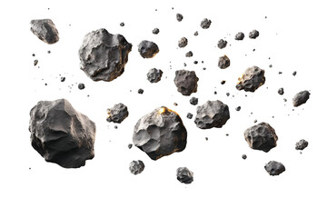 Asteroid Belt Isolated on Transparent Background. Ai