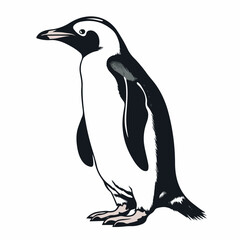 Obraz premium Penguin in cartoon, doodle style. Isolated 2d vector illustration in logo, icon, sketch style, Eps 10, black and white. AI Generative