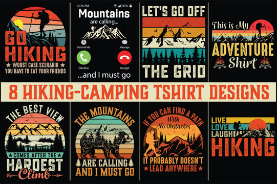 8 Hiking Camping T-shirt designs Hiking Camping T-shirt design