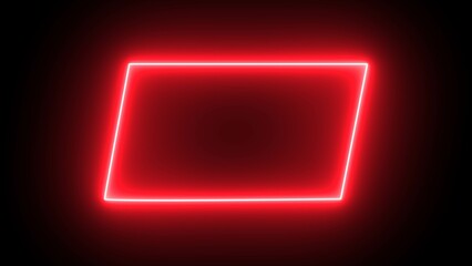 Rectangle photo frame with two tone neon color graphic on isolated black background. red light for overlay element. 3D illustration rendering wallpaper backdrop.