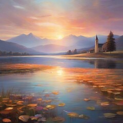 sunset over the river