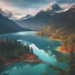 beautiful lake and mountains 