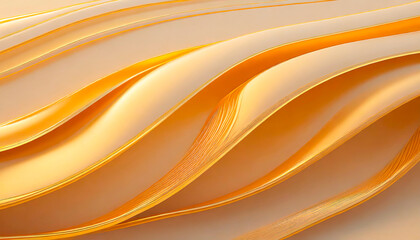 Yellow gold silk fabric with waves