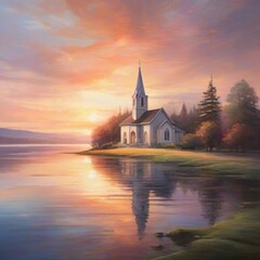 church at sunset