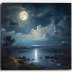 full moon over the sea