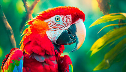 Parrot with red and different colors