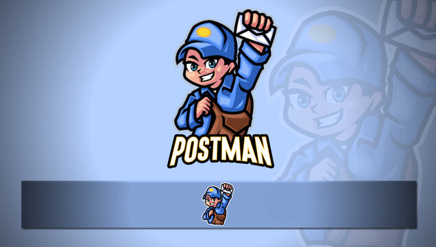 Person Watching Tv With Popcorn Postman Mascot Logo