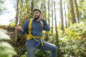 man lost in the forest calls his insurance company to rescue him