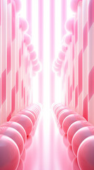 Neon light design showcasing a collection of pink and white candy stripes on a sweet 3D background
