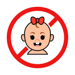 No Baby Girl Sign on White Background