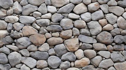 Wall round stone rock texture and seamless background. generative AI.
