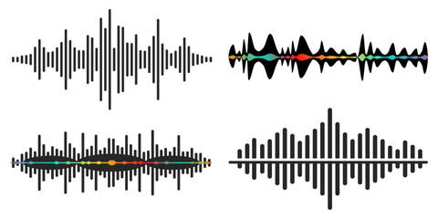 set of sound wave icon, vector illustration - obrazy, fototapety, plakaty