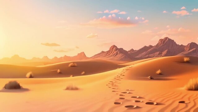 cartoon style desert landscape video