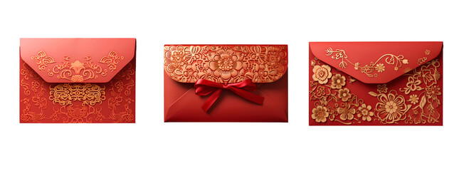 chinese new year Red and gold envelope greeting card - obrazy, fototapety, plakaty