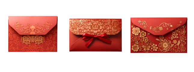 chinese new year Red and gold envelope greeting card