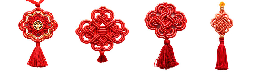 chinese new year Chinese Knots, isolated white background - obrazy, fototapety, plakaty