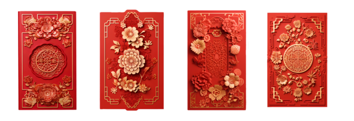 chinese new year Red and gold envelope greeting card