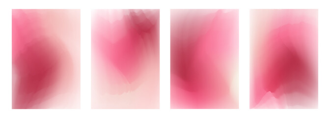 Obraz premium Blurred backgrounds with soft red and pink color gradients. Set of defocused backgrounds for wedding invitations and Happy Valentine's Day holiday greetings. Vector illustration.