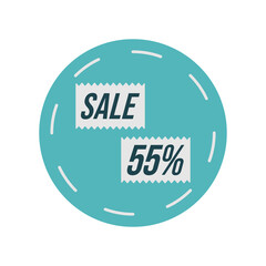 55 percent sale blue label on white background