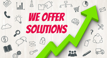 Ascending arrow with icons - We offer solutions