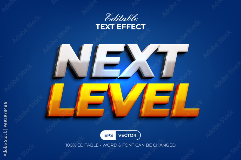 Aufkleber next level text effect 3d shiny style. editable text effect.