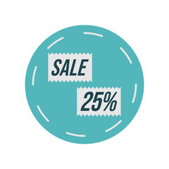 25 percent sale blue label on white background