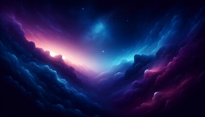 Gradient color background image with a mystical night sky theme, featuring a blend of dark hues like deep blue, indigo, and violet, creating a mysteri - obrazy, fototapety, plakaty