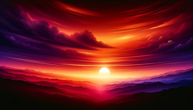 Gradient color background image with a dramatic sunset theme, featuring a blend of warm hues like red, orange, and purple, creating an atmospheric and