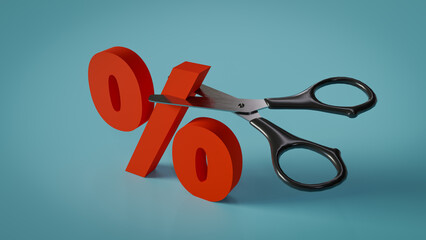 Background of  bank's interest rate cut concept, 3d rendering - obrazy, fototapety, plakaty