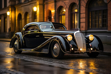 unreal highly modified 1930's vintage car with widebodykit - obrazy, fototapety, plakaty