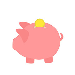 Piggy bank for saving and banking concept. Cute vector illustration in flat cartoon style.
