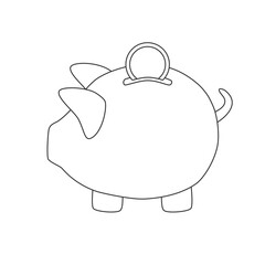 Piggy bank silhouette for saving and banking concept. Cute vector illustration in flat cartoon style.