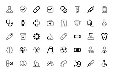 Healthcare Icons Set - Medical, Wellness, and Hospital Symbol Vectors
