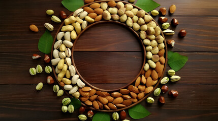Beautiful presentation of almond,peanut and pistachio decoration 