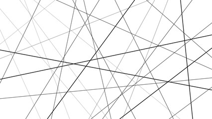 Chaotic abstract line background. Random geometric line seamless pattern. Black outline monochrome texture. Vector illustration.