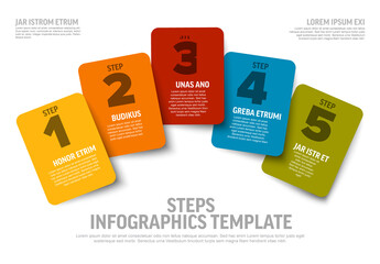 Five color progress process steps infographic template